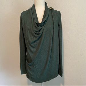 Bobeau One Button Fleece Wrap Cardigan with Pocket Size M